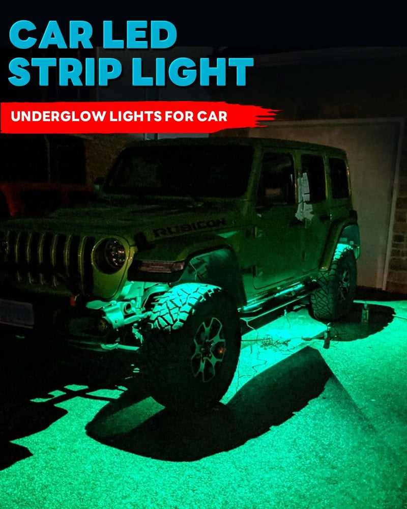Miisiya 12V Led Light Strip Connectable 24Inch Green Led Strip Lights for Car Underglow Kit Golf Cart Motorcycle Boat Cabinet Waterproof Led Light Strip,4Pack - Image 3